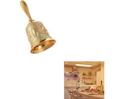 1 stuk, metalen bel, met de hand te bedienen serveerbel, geschikt voor woonkamer, bar, restaurant, toonbank, bezorgbel, windgong in landelijke stijl, goud, 5,3*5,3*11,5 cm