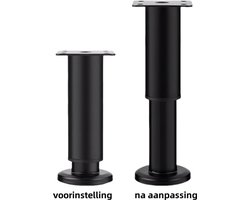 1 stuk metalen verstelbare meubelpoot - grote basis bank telescopische steun voet - tv-kast voet kast voet bed voet salontafel voetkussen - 18CM-30CM - zwart