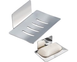 1 stuk Metalen zeepbakhouder - Sterke hechting, eenvoudige installatie - Afvoerbak voor in de badkamer - Zeepbak voor aan de muur - 12*8.5*5cm - Geschikt voor douchewanden en badkuipen - Zilver.
