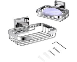 1 stuk Metalen zeepbakhouder - Sterke hechting, eenvoudige installatie - Afvoerbak voor in de badkamer - Zeepbak voor aan de muur - 13*9*3cm - Geschikt voor douchewanden en badkuipen - Zilver.