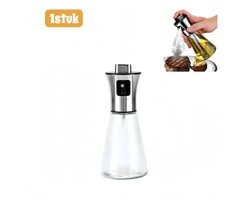 1 stuk - Olieverstuiver - Taps toelopend - Navulbare kookspray – Glazen oliefles – Geschikt voor heteluchtfriteuses, barbecues en bakken – Oliefles - 200 ml - Zwart