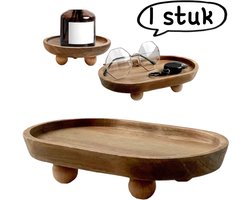 1 stuk - Opbergbak - Houten bak, aromatherapie-ornament, sleutelbakje - Creatief dessertbord, fotorekwisiet - Opbergbak voor de hal - Ovaalvormig 19,8*11,8*4,5 cm - Natuurlijke houtkleur