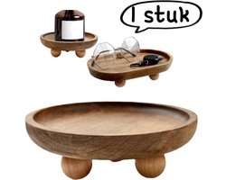 1 stuk - Opbergbak - Houten bak, aromatherapie-ornament, sleutelbakje - Creatief dessertbord, fotorekwisiet - Opbergbak voor de hal - Rond 12,9*12,9*4,5 cm - Natuurlijke houtkleur