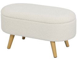 1 stuk - Opbergbank met afdekking - kan ook als voetenbankje gebruikt worden - geschikt voor hallen, woonkamers en slaapkamers - hout - stoffen zitting - wit