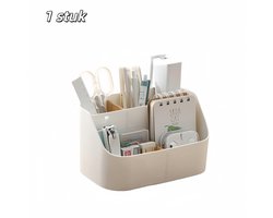 1 stuk - Opbergdoos - Bureau-organizer - Cosmetica-organizer - Met bamboe-verdelers - Geschikt voor opbergruimte in badkamer, bureau en keuken - Wit