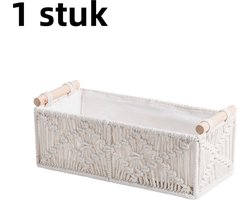 1 stuk - Opbergdoos - Handgeweven katoenen touw Bohemian Opbergdoos - Bureau Snack Opbergmand Cosmetica Opbergdoos - Wit