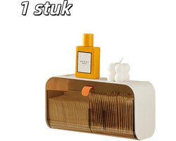 1 stuk - Opbergdoos - Kunststof - Wandmontage - Verdeeld - Verwijderbare tussenschotten - Diverse opbergdoos - Geschikt voor woonkamer, slaapkamer, keuken en badkamer - Bruin