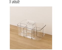 1 stuk - Opbergdoos - Potloodhouder - Cosmetica-organizer - Draagbaar - Plastic doos met vakken - Geschikt voor opbergruimte in badkamer, op bureau, in keuken en op kantoor - Transparant