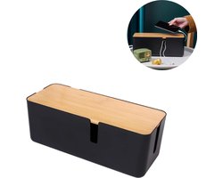 1 stuk - Opberger - Kabelorganizer - Stopcontactorganizer - Voor stekkerblokken en opladers - Met kabelgaten - Bureauorganizer - zwart