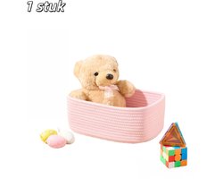 1 stuk - Opbergmand - Geweven katoenen touw - Opbergmand voor in de woonkamer - Geschikt voor kleding, spullen en speelgoed voor huisdieren - 30x19x12 cm - Roze
