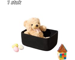 1 stuk - Opbergmand - Geweven katoenen touw - Opbergmand voor in de woonkamer - Geschikt voor kleding, spullen en speelgoed voor huisdieren - 30x19x12 cm - Zwart
