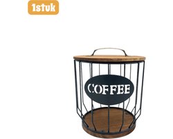 1 stuk - Opbergmand - IJzerhout - Koffiecapsule-organizer - Keukenopbergruimte - Decoratief item voor de woonkamer - Woonaccessoire - Kleine opbergdoos voor huishoudelijke artikelen - Klein formaat - Zwart