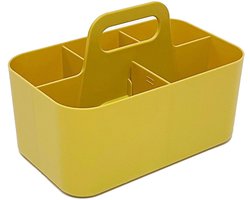 1 Stuk, Opbergmand Met Handvat, Kunststof Mand, Opbergmand Voor De Badkamer, Opbergmand Voor De Kaptafel, Opbergmand Met Compartimenten Voor In De Hand, Opbergmand Voor Naaigereedschap (Geel)