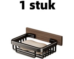 1 stuk - Opbergrek - Zeepbakje - Geen boren nodig - Wandgemonteerd zeepbakje - Zeepbakje voor in de badkamer - 14,5 cm * 9,5 cm * 3 cm - Zwart