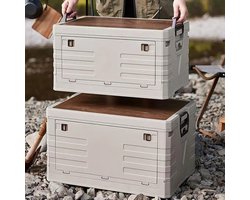 1 Stuk Opslagdoos Veelzijdige opvouwbare opslagmand met deksel - grote capaciteit 74L, duurzame plastic organisator voor kamperen, slaapzalen, kantoren en reizen Stapelbare organizer krat - Tweezijdig te openen