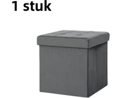 1 stuk - Opvouwbare opbergvoetenbank - Opbergdoos - Schuim - MDF - Grijs