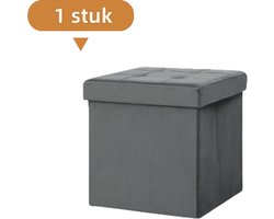 1 stuk - Opvouwbare opbergvoetenbank - Opbergdoos - Schuim - MDF - Grijs