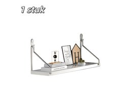 1 stuk - Plank - Geen boren nodig - Hout - Wandplank - Geschikt voor opbergruimte en decoratie aan de muur in slaapkamer, studeerkamer en woonkamer - 40*15 cm - Inclusief schroeven en haken - Wit