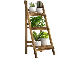 1 stuk - Plantenrekken - Houten opvouwbare plantenstandaard - 3-laags tuinrek - Opbergrek voor tuinspullen - Houten bloemenstandaard - (40 L x 37 B x 93 H cm)