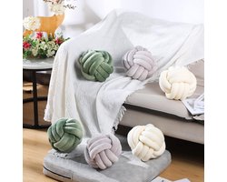 1 stuk - pluche knoopkussens - decoratieve ronde geknoopte kussens - veilig en ademend PP-katoen - voor bed, bank, slaapkamer (20cm, grijs)