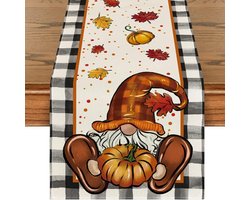 1 stuk pompoen buffel geruite herfst tafelloper, Halloween kabouter thema keuken eettafel decoratie voor Thanksgiving feest decoratie 33 * 183 cm