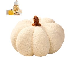 1 stuk - Pompoenkussen - Creatief bankkussen - Zacht pluchen speelgoed voor thuis - Halloween pompoenkussendecoratie - Pompoenkussen - Halloween pompoen bankkussen - Zacht Halloween pompoen decoratief cadeau - Wit