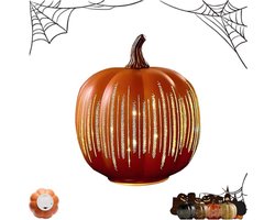 1 Stuk Pompoenlantaarn - Pompoenlantaarn - Fonkelende pompoenlantaarn - Gloeiende sterrennacht glazen pompoen - Halloween - Pompoendecoratie - Geschikt voor huis, slaapkamer, halverlichtingsdecoratie - 15×15×18cm - Oranje - Geen batterijen inbegrepen