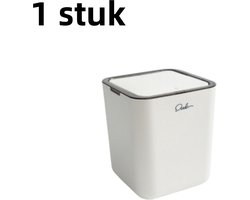 1 stuk - Prullenbak - Klein met deksel - Vierkant - Geschikt voor bureaus, slaapkamers en badkamers - Geschikt voor woonkamers en slaapkamers - Wit