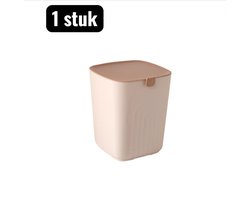 1 stuk - Prullenbak - Mini-prullenbak - Bureau Prullenbak met Deksel - Creatieve Bedzijde Afvalbak - Compacte Opbergbak voor Kantoor en Woonkamer - Roze