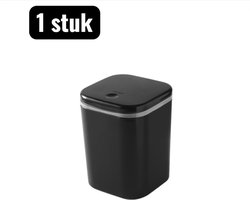 1 stuk - Prullenbak - Mini-prullenbak - Compacte prullenbak met deksel - Stijlvolle mini-prullenbak voor kantoor en slaapkamer - Zwart