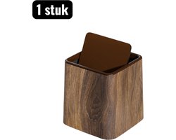 1 stuk - Prullenbak - Mini-prullenbak - Mini Bureau Prullenbak - Mini Prullenbak met Houten Look - Retro Design voor Bureau en Badkamer - Kleine Afvalbak voor Keuken en Slaapkamer - Houtnerfpatroon