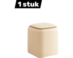 1 stuk - Prullenbak - Mini Prullenbak - Prullenbak met deksel - Desktop Prullenbak - Dubbele Opbergbak met Versterkte PP Constructie - Compacte Bureau Afvalbak - Geel