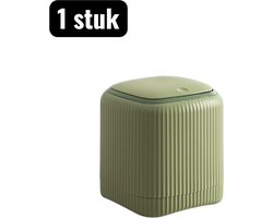 1 stuk - Prullenbak - Mini Prullenbak - Prullenbak met deksel - Desktop Prullenbak - Dubbele Opbergbak met Versterkte PP Constructie - Compacte Bureau Afvalbak - Groen