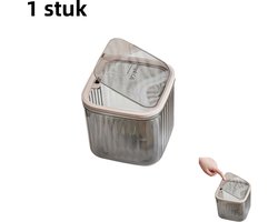 1 stuk - Push-type desktop cosmetica opbergemmer - multifunctioneel - hoogwaardige transparante mini-prullenbak - grijs (groot)