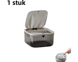 1 stuk - Push-type desktop cosmetica opbergemmer - multifunctioneel - hoogwaardige transparante mini-prullenbak - grijs (klein)