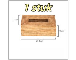 1 stuk - Rechthoekige tissuebox - Riet - Geschikt voor badkamer, keuken, woonkamer, slaapkamer - 22,5*15*10 cm - Natuurlijke kleur