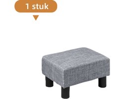 1 stuk - Rechthoekige voetenbank, gestoffeerde kruk - Linnen materiaal - Draagvermogen 150 kg - Geschikt voor woonkamer, hal en slaapkamer - Grijs