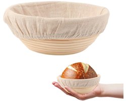 1 stuk - Rijsmand voor brood - Ronde rijskom van 16 cm - Ronde rijskom - Rijsmand met voering - Bakbenodigdheden voor zuurdesembrood - Geschikt voor het thuis bakken van zuurdesembrood