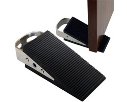 1 stuk - Robuuste deurstopper - met roestvrijstalen handgreep - deurstopper - antislipmat - 9,5*5*3 cm - geschikt voor alle vloeren en deuren - zilver