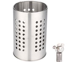 1 stuk, roestvrij staal, extra grote, hoge hangende eetstokjeshouder, bestekhouder, keukenopberghulpmiddel, geschikt voor keukens, voor het opbergen van eetstokjes en bestek, zilver, 12*18cm