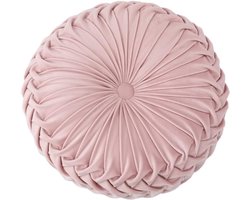 1 stuk rond sofa kussen 38 cm - 3D pompoen decoratie kussen - Pluche huiselijk gerimpelde zitkussens - Geschikt voor bank, bed en auto (Lichtroze)