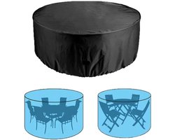 1 stuk-Ronde tuinmeubelhoes-Beschermer voor tuinmeubelen-Ronde tuintafelhoes (210D)-Meubelhoes-Tuinhoes-Stevige en duurzame Oxford-stof-Water- en stofbestendig-Kleurvast-Geschikt voor tuintafels, stoelen en grote tuinmeubelen-120 x 75 cm-Zwart