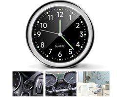 1 Stuk Ronde Vorm Lichtgevende Dashboard Kok - Auto Dashboard Klok - Mini Autoklok - Zelfklevende Installatie - Draagbare Analoge Klok - Zwart（4cm）