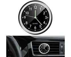 1 Stuk - Ronde Vorm Lichtgevende Dashboard Kok - Auto Dashboard Klok - Mini Autoklok - Zelfklevende Installatie - Draagbare Analoge Klok - Zwart（4cm）