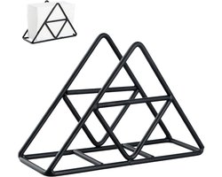 1 stuk Servethouder, Driehoekige metalen servethouder, Papieren handdoekhouder, Servethouder voor aanrecht/eettafel/picknicktafel 17X5.2X11cm (Zwart)
