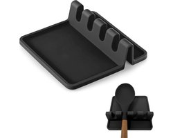 1 stuk - Siliconen Keukengerei Rust - Met Druppel Pad - Voor Meerdere Keukengerei - Hittebestendige Lepel Rust & Lepel Houder Voor Kookplaat - Keukengerei Houder Voor Pollepels & Tangen (Zwart)