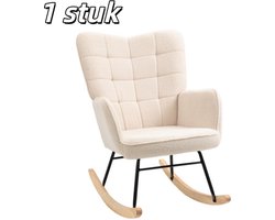 1 stuk - Stoel - Schommelstoel - Loungestoel - Relaxfauteuil - Bekleed met fleecestof - Geschikt voor de slaapkamer - Draagvermogen tot 120 kg - Afmetingen 71 x 92 x 101 cm - Beige