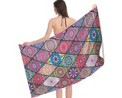 1 stuk - Strandlaken - Dubbelzijdig fleece snel drogend strandlaken - Bedrukt strandlaken - Ruitpatroon - Microvezel - Snel drogend - 80 x 160 cm - Geschikt voor strand, kamperen