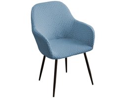 1 stuk stretch stoelhoezen met gebogen rugleuning, afneembare eetkamerstoelhoezen, wasbare bureaustoelhoezen, moderne decoratieve stoelhoezen voor kaptafels, eetkamers, kantoren en hotels, Blauw