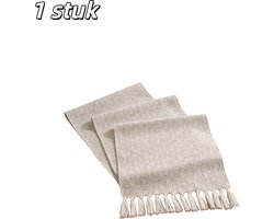 1 stuk - Tafelloper - Rustieke boerderijstijl - Handgemaakte tafelloper met kwastjes - Geschikt voor eettafels, feestelijke bijeenkomsten, kerstvieringen en dagelijks gebruik - 30 x 200 cm - Beige